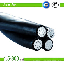 Низкое Напряжение дуплекс/триплекс/Квадруплексное алюминиевого проводника изолированный PVC кабель ABC